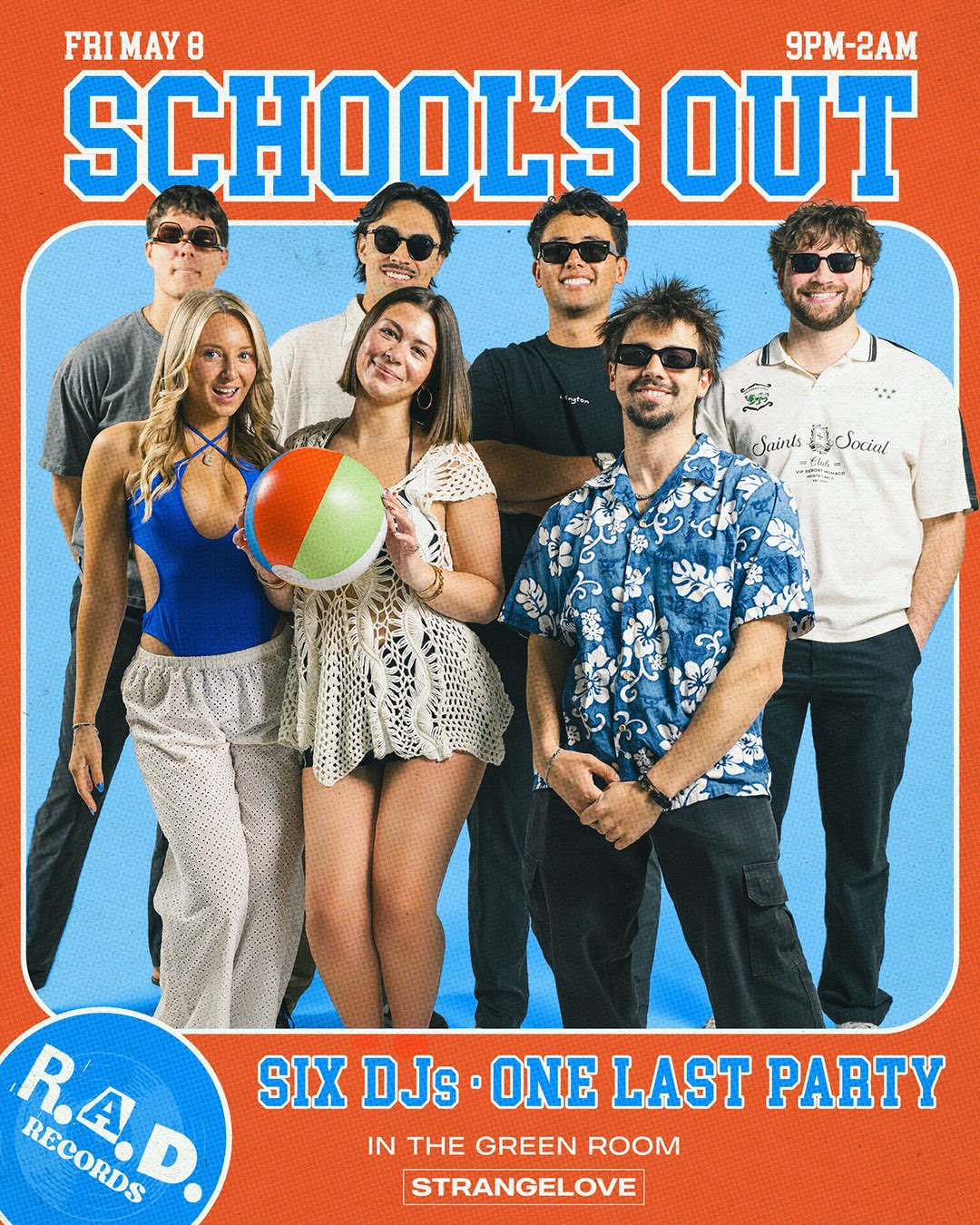 poster for Rad Records Schools out event at StrangeLove in Boise Idaho