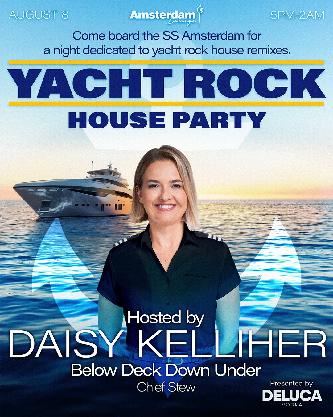 poster for Yacht Rock House Party at Amsterdam Lounge