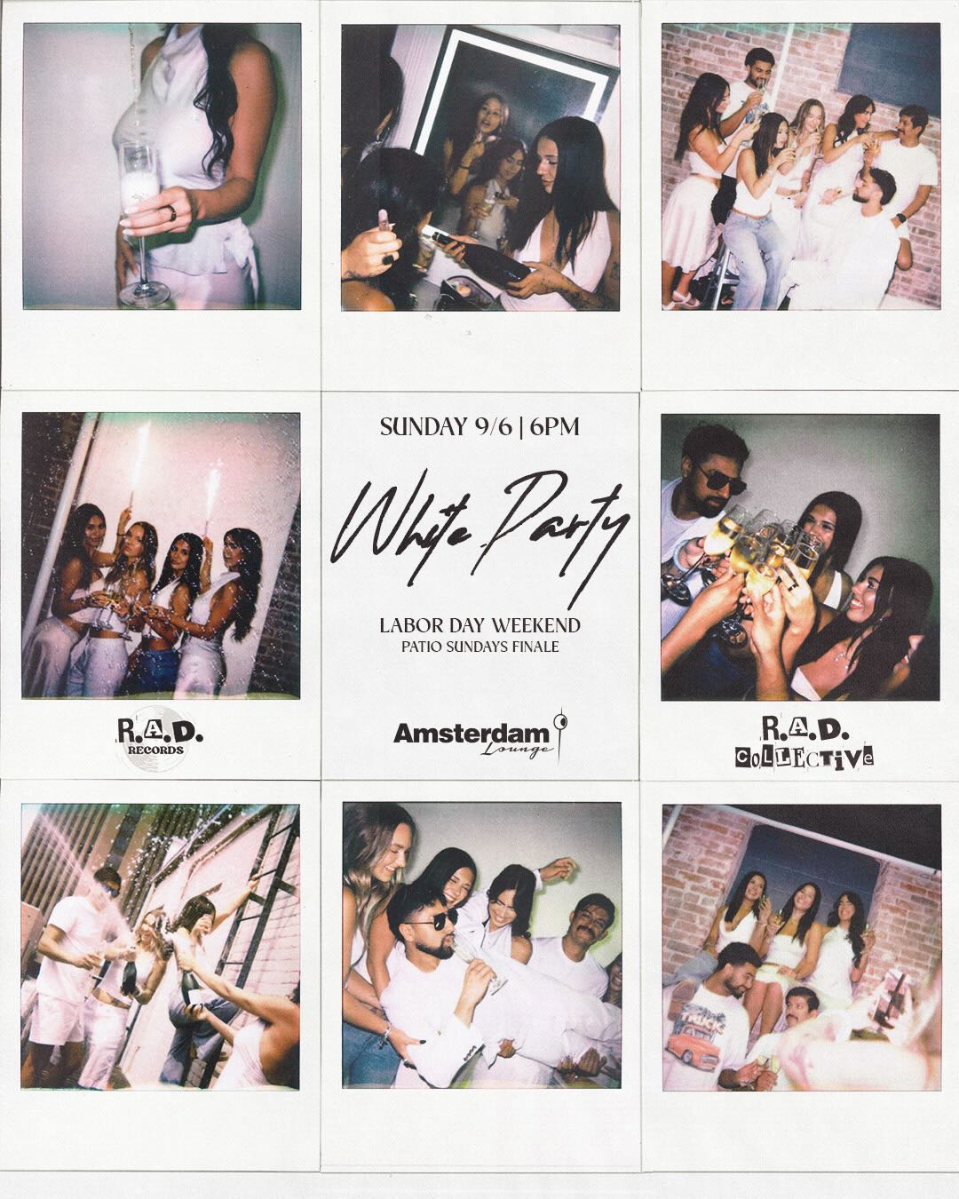 Poster for White Party at Amsterdam Lounge Labor Day Weekend in Boise, Idaho