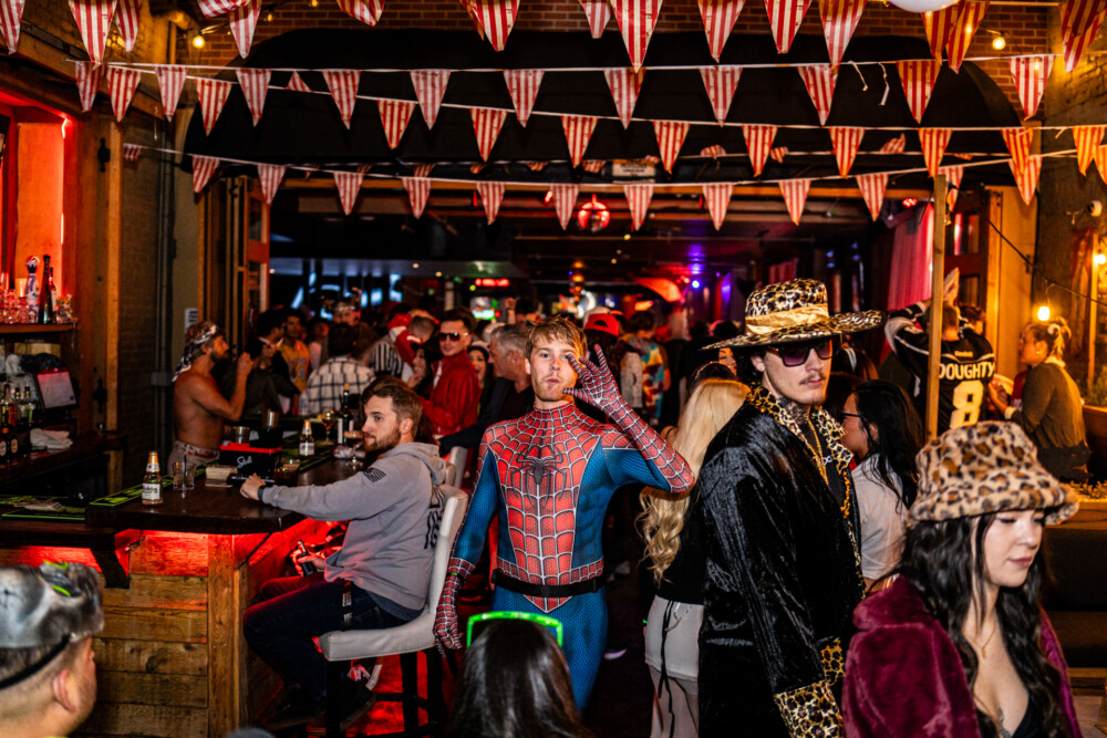 photo of people in halloween costumes at the Boo 2 Halloween Block Party, Amsterdam Lounge, Boise, Idaho
