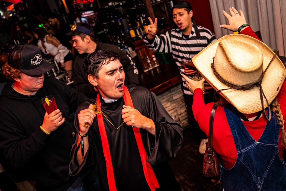 photo of people in halloween costumes at the Boo 2 Halloween Block Party, Amsterdam Lounge, Boise, Idaho
