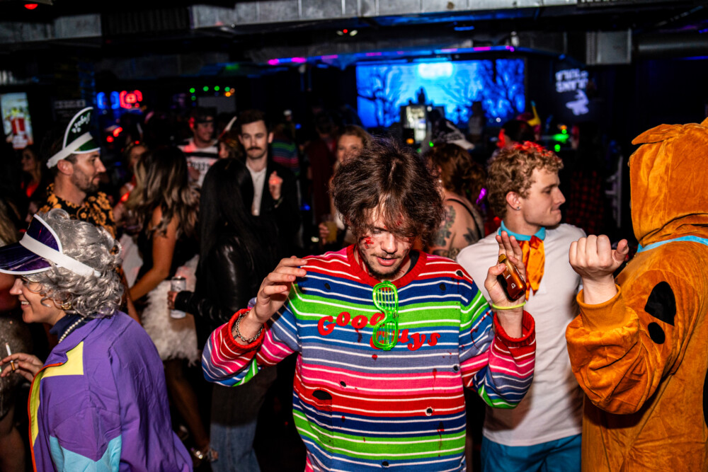 photo of people in halloween costumes at the Boo 2 Halloween Block Party, Karma, Boise, Idaho