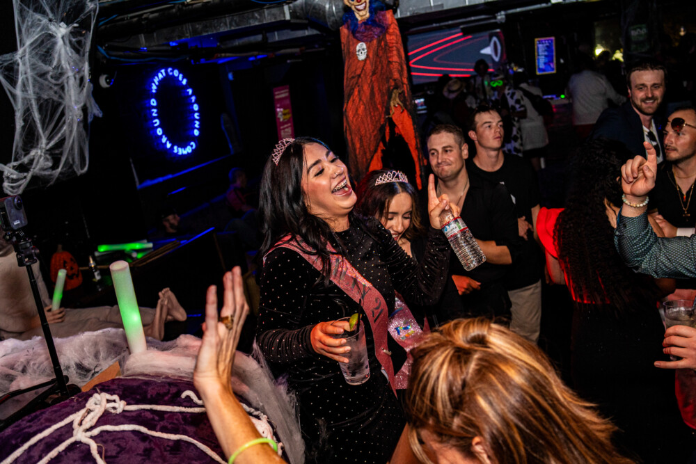 photo of people in halloween costumes at the Boo 2 Halloween Block Party, Karma, Boise, Idaho